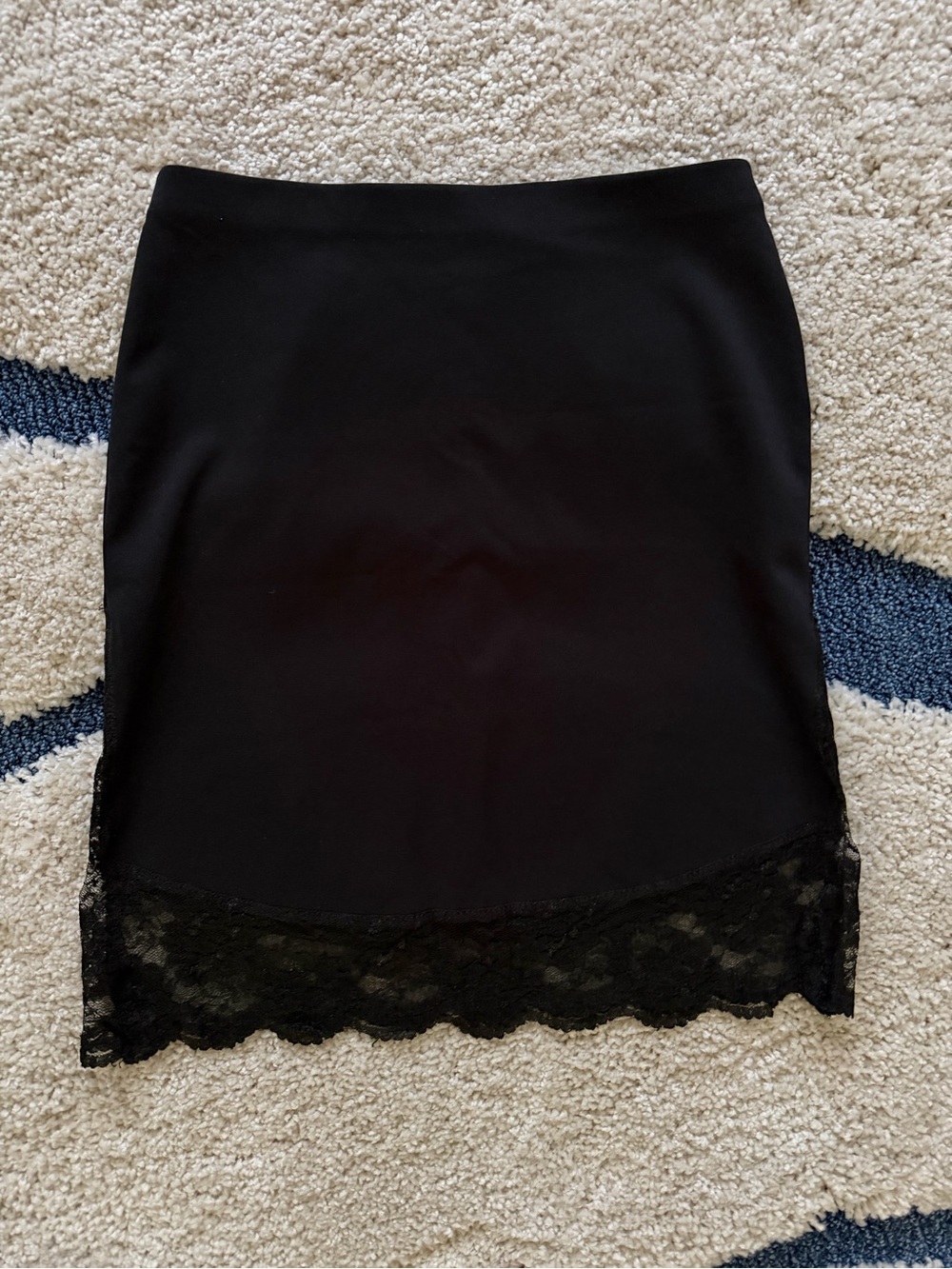 Express Black Pencil Skirt with Lace Hem